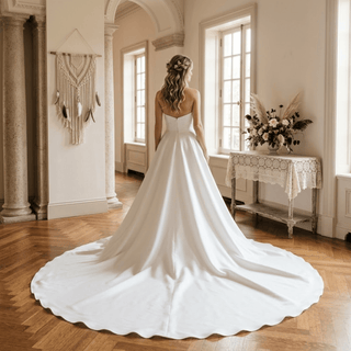 Off Shoulder A Line Wedding Dress - Diva Melody