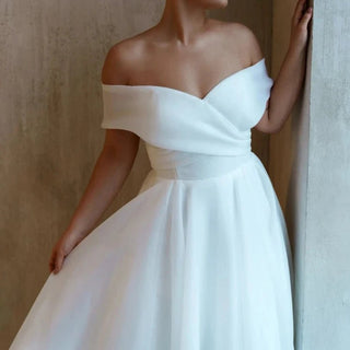 Off Shoulder Criss Cross Wedding Dress - Diva Melody