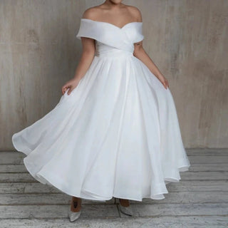 Off Shoulder Criss Cross Wedding Dress - Diva Melody