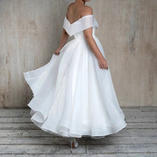 Off Shoulder Criss Cross Wedding Dress - Diva Melody