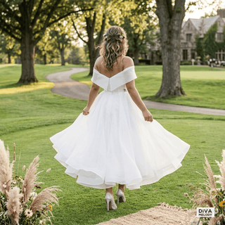 Off Shoulder Criss Cross Wedding Dress - Diva Melody