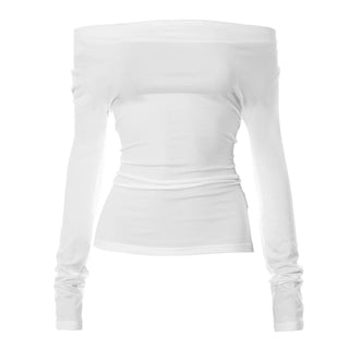 Off Shoulder Crop Long Sleeve Casual Tops - Diva Melody