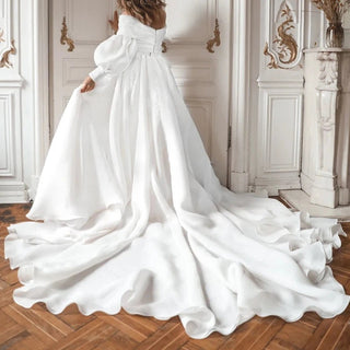 Off Shoulder Detachable Bolero Wedding Dress - Diva Melody