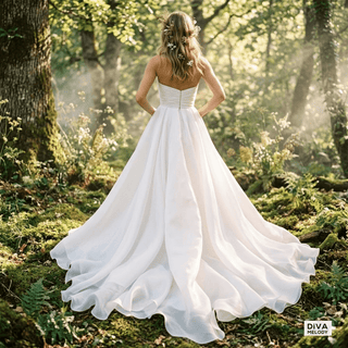 Off Shoulder Detachable Bolero Wedding Dress - Diva Melody
