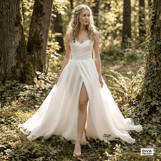 Off Shoulder Detachable Bolero Wedding Dress - Diva Melody