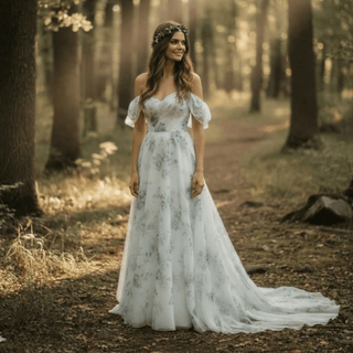 Off-Shoulder Floral Wedding Dress - Diva Melody