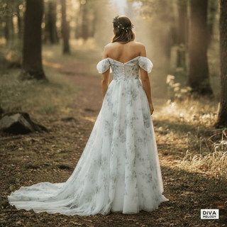 Off - Shoulder Floral Wedding Dress - Diva Melody