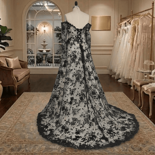 Off-Shoulder Gothic Lace Wedding Dress - Diva Melody