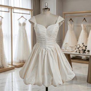 Off-Shoulder High-Low Corset Wedding Dress - Diva Melody