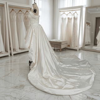 Off-Shoulder High-Low Corset Wedding Dress - Diva Melody