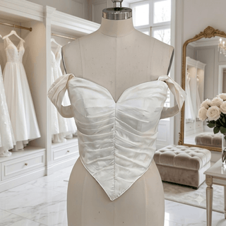 Off-Shoulder High-Low Corset Wedding Dress - Diva Melody
