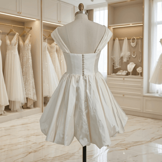 Off-Shoulder High-Low Corset Wedding Dress - Diva Melody