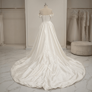 Off-Shoulder High-Low Corset Wedding Dress - Diva Melody