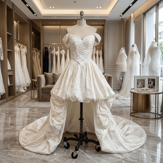 Off-Shoulder High-Low Corset Wedding Dress - Diva Melody