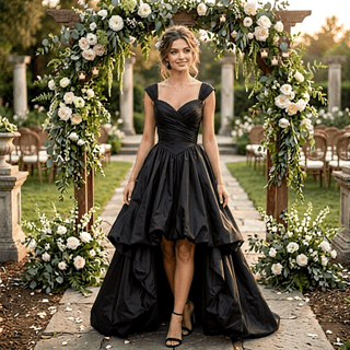 Off-Shoulder High-Low Corset Wedding Dress - Diva Melody