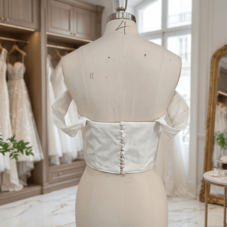 Off-Shoulder High-Low Corset Wedding Dress - Diva Melody