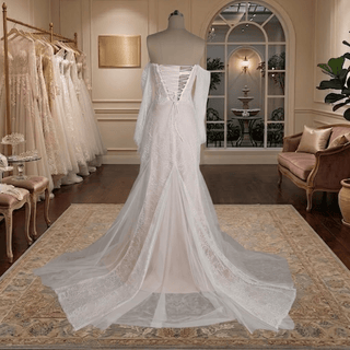 Off Shoulder Lace Corset Mermaid Wedding Dress - Diva Melody