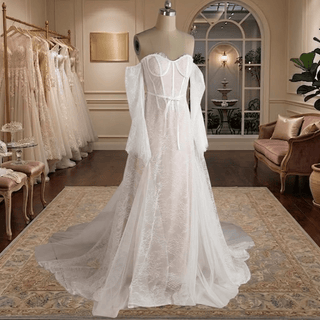 Off Shoulder Lace Corset Mermaid Wedding Dress - Diva Melody