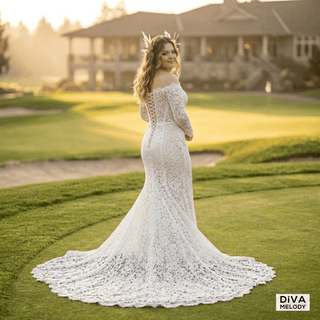 Off - Shoulder Lace Mermaid Wedding Dress - Diva Melody