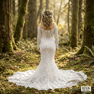 Off - Shoulder Lace Mermaid Wedding Dress - Diva Melody
