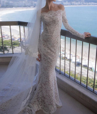 Off - Shoulder Lace Mermaid Wedding Dress - Diva Melody