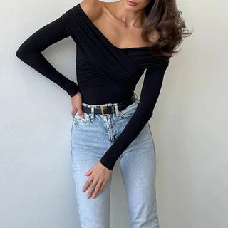 Off Shoulder Long Sleeve Bodysuit - Diva Melody