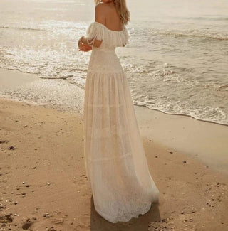 Off Shoulder Ruffles A Line Bridal Gown - Diva Melody