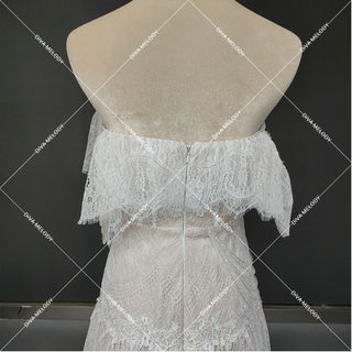 Off Shoulder Ruffles A Line Bridal Gown - Diva Melody