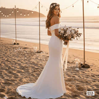 Off - Shoulder Satin Wedding Dress - Diva Melody