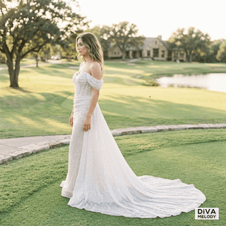 Off - Shoulder Sequined Mermaid Gown - Diva Melody