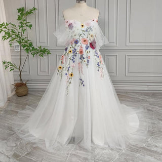 Off Shoulder Tulle Princess Wedding Gown - Diva Melody