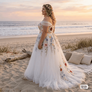 Off Shoulder Tulle Princess Wedding Gowns - Diva Melody