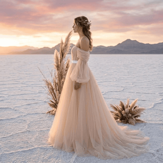 Off-Shoulder Tulle Wedding Dress - Diva Melody