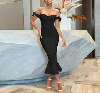 Off the Shoulder Mermaid Club Celebrity Party Dress - Diva Melody