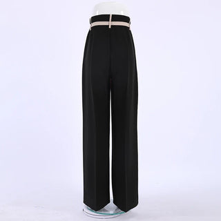 Office Look Patchwork Pants High Waist Sashes Trousers - Diva Melody