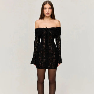 Off‑Shoulder Elegant Lace Bridal Dress - Diva Melody