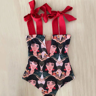 One Piece Cute Ribbon Bow Unique Swimwear Beachwear - Diva Melody