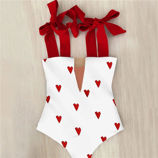 One Piece Cute Ribbon Bow Unique Swimwear Beachwear - Diva Melody