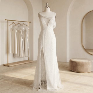 One Shoulder A-Line Wedding Dress - Diva Melody