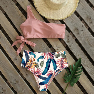 One Shoulder Swimwear High Waist Swimsuit Bandage Beach Wear - Diva Melody