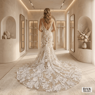 Open Back Beach Bridal Gown - Diva Melody