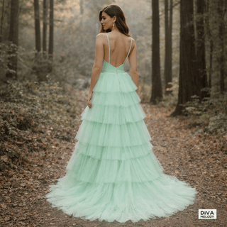 Open Back Tulle A - Line Bridal Gown - Diva Melody