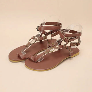 Open Toe Buckle Low Heel Sandals - Diva Melody