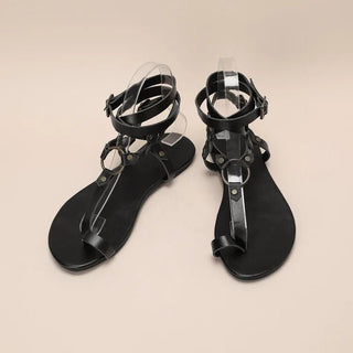 Open Toe Buckle Low Heel Sandals - Diva Melody