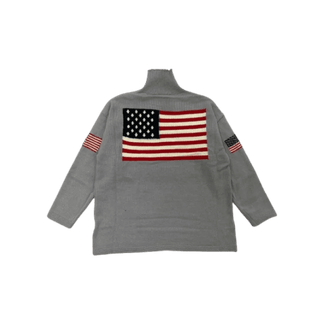 Oversized Chunky Knit Flag Motif Sweater - Diva Melody