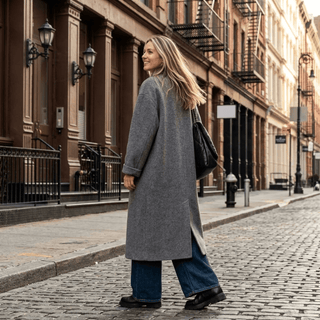 Oversized Double Breasted Longline Coat - Diva Melody