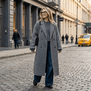 Oversized Double Breasted Longline Coat - Diva Melody