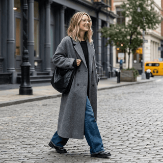 Oversized Double Breasted Longline Coat - Diva Melody