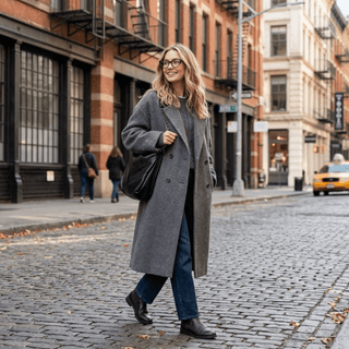 Oversized Double Breasted Longline Coat - Diva Melody