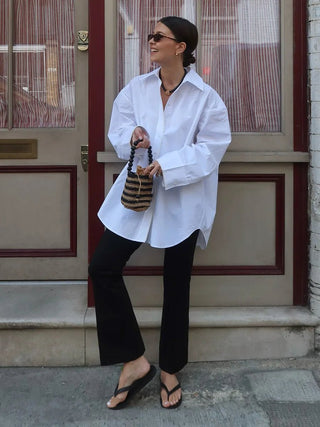 Oversized Poplin Button Down Shirt - Diva Melody